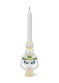 Bjørn Wiinblad Lady with hat Lysestage H16 cm pink