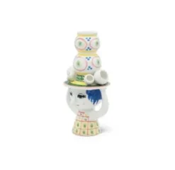 Bjørn Wiinblad Lady with hat Lysestage H16 cm pink