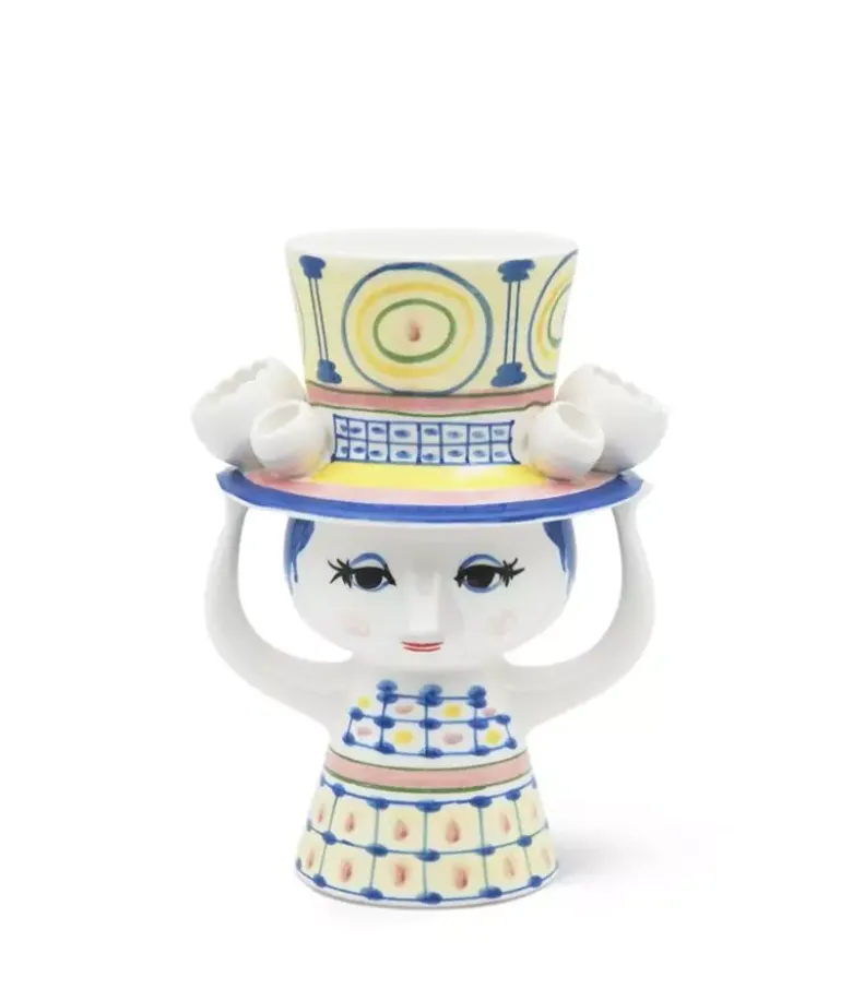 Bjørn Wiinblad vase Lady with hat vase blå H20,5 cm