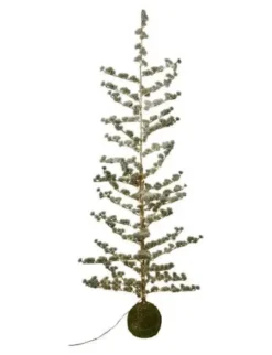 Cedertræ med lyskæde adapter kuglefod H170 cm grøn med sne