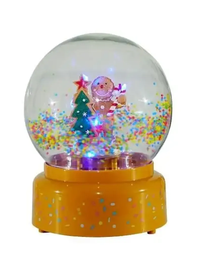 Condor Snekugle med gingerbread mand og multicolor sne 13x18 cm
