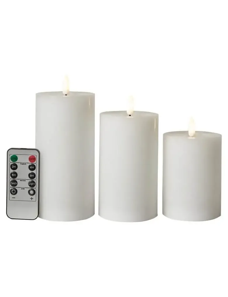 Conzept Electric LED bloklys 3D flamme 3-pak Hvid