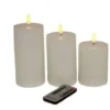 Conzept LED Bloklys 3D flamme opladelig chip 3 stk med remote