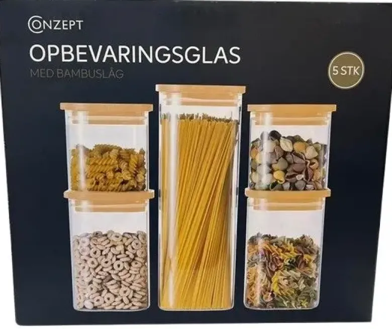 Conzept opbevaringsglas med bambuslåg 10 dele