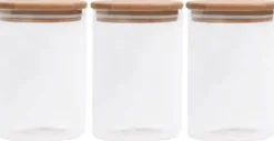 Conzept opbevaringsglas med akacielåg 3-pak