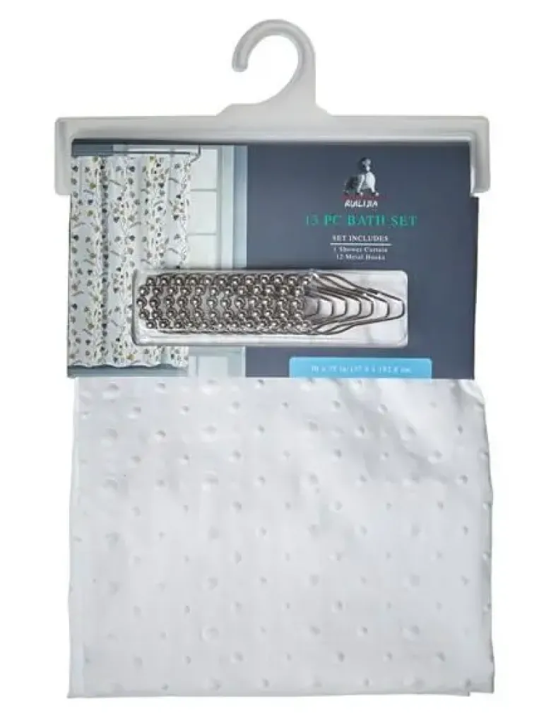 Da'core Badeforhæng inkl. ringe 180x200 cm polyester hvid