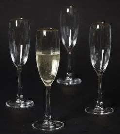 Da'core Champagneglas Rillet med guldkant 4 stk