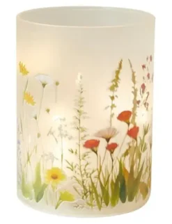 Da'core Cylinderglas med 10 LED flora rød/gul/hvid