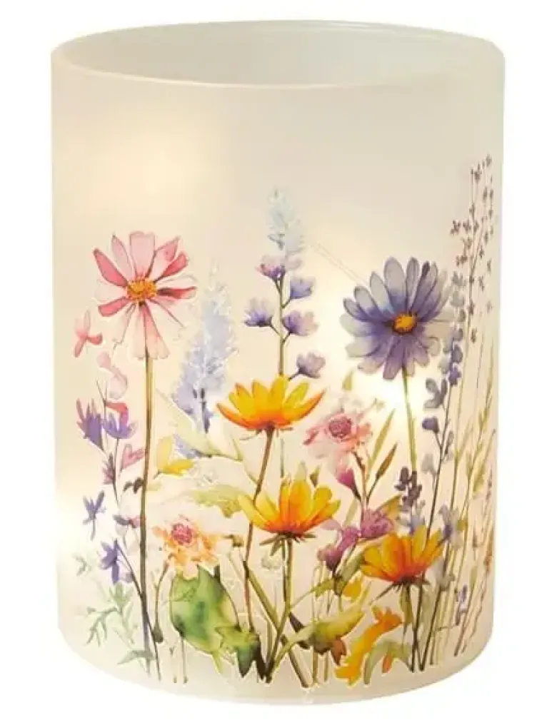 Da'core Cylinderglas med 10 LED flora lilla/pink