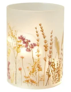 Da'core Cylinderglas med 10 LED tråd flora rosa/gul