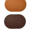 Da'core Dækkeserviet oval PU fake læder mørk brun/cognac vendbar