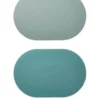 Da'core Dækkeserviet oval PU fake læder isblå/aqua vendbar