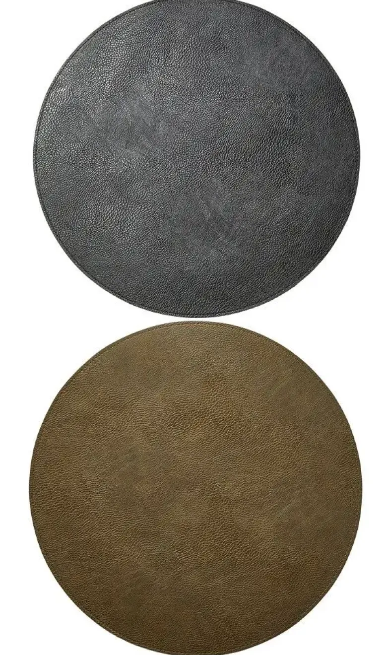 Da'core Dækkeserviet vendbar sort/oliven Ø38 cm