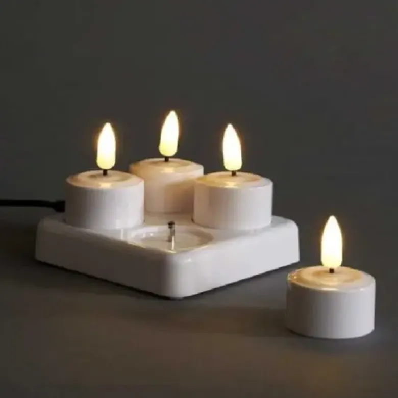 Da'core Fyrfadslys 4 stk LED genopladelig med base