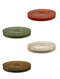 Da'core Glasplade til bloklys Ø9,8 cm 4 ass. farver
