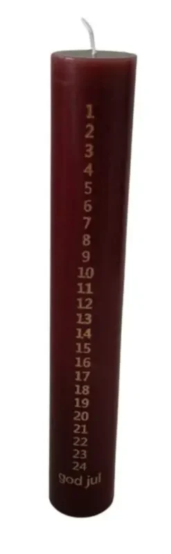 Dacore Kalenderlys Ø5 cm H25 cm guld print bordeaux
