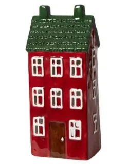 Da'core Keramikhus til fyrfad H27 cm rød