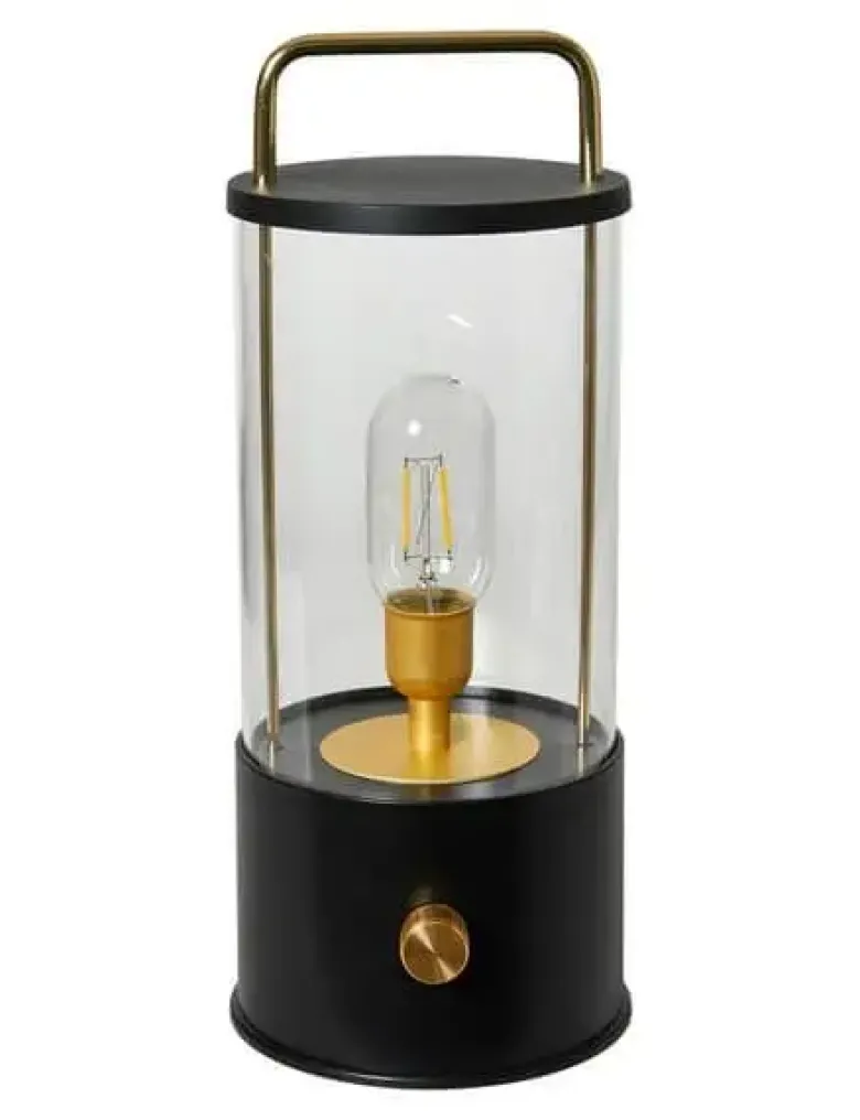 Da'core Lampe opladelig USB-C med messing drejeknap H26,5 cm