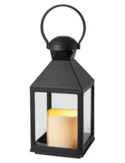 Da'core Lanterne med LED bloklys H22 cm. sort