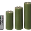 Da'core Led Bloklys flad top 3-pak Oliven grøn