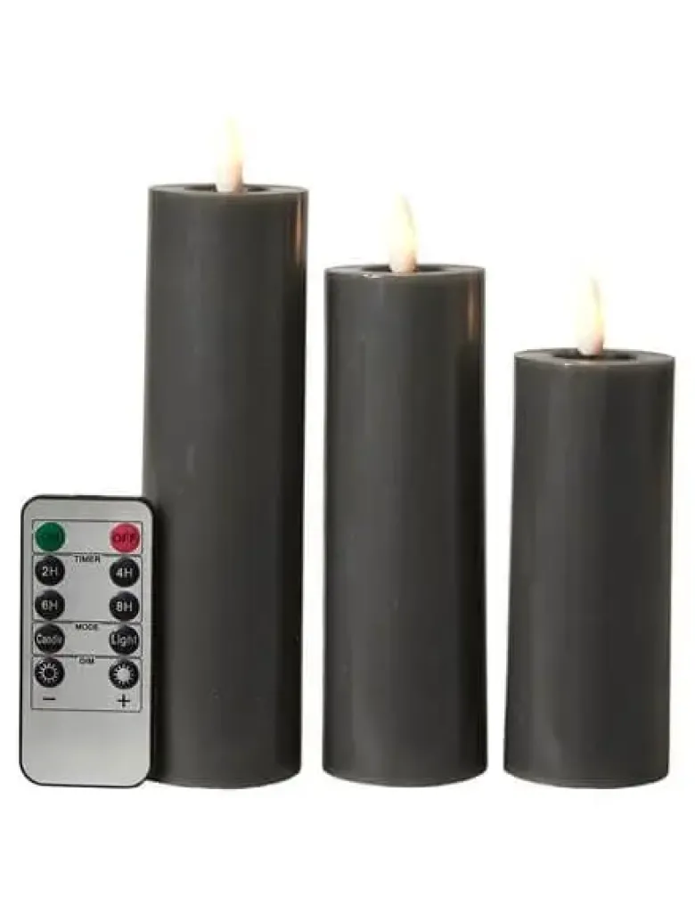 Da'core Led Bloklys flad top 3-pak Koksgrå