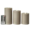 Da'Core LED bloklys flad top 3-pak D7,5x10/12,5/15 remote Sand