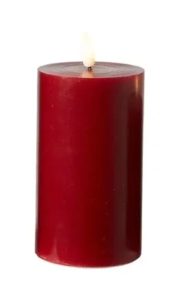 Da'core LED Bloklys med 3D flamme H10 cm Rød