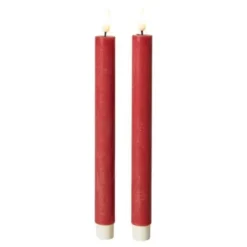 Da'core LED kronelys med 3D flamme 22 cm rød 2-pak