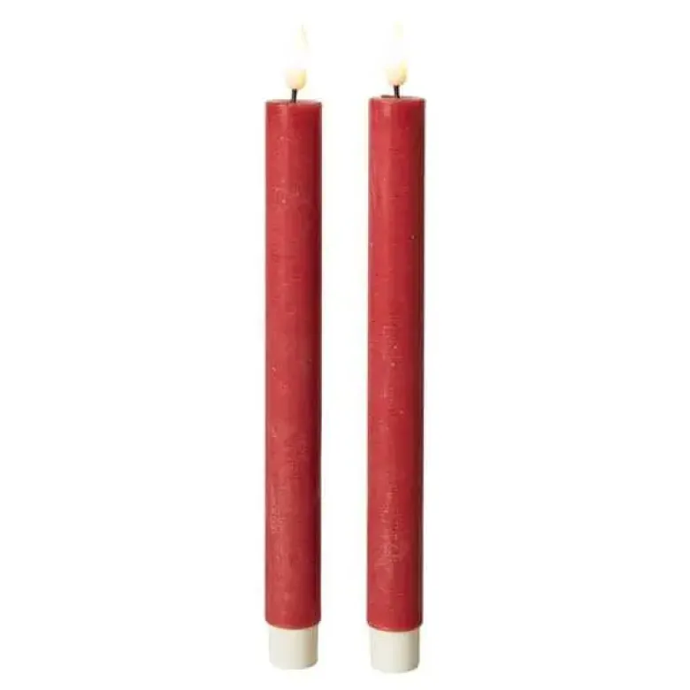 Da'core LED kronelys med 3D flamme 22 cm rød 2-pak