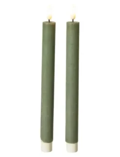 Da'core LED kronelys med 3D flamme 22 cm grøn 2-pak