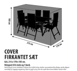 Da'core Overtræk rektangulært 215 cm grå