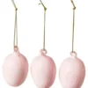 Da'core Påskeæg glas marmor rosa 3stk 7cm