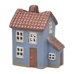 Det Gamle Apotek Keramikhus til fyrfadslys H10xW8xD6cm blå