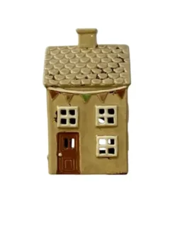 Det Gamle Apotek Keramikhus til fyrfadslys H21x12xW8cm brun