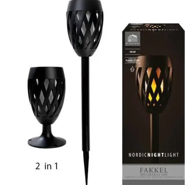 Det Gamle Apotek Solcellefakkel 2-i-1 flamme-effekt H70 cm