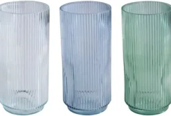 Flora vase rillet glas 12x25 cm blå