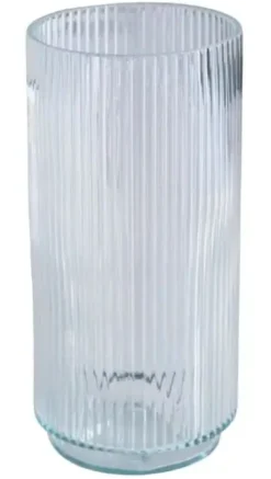 Flora vase rillet glas 12x25 cm klar