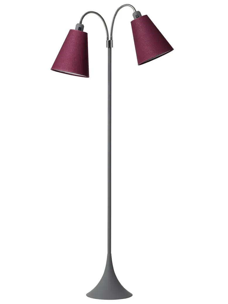 Fodgænger Gulvlampe grå m/blommefarvet skærme