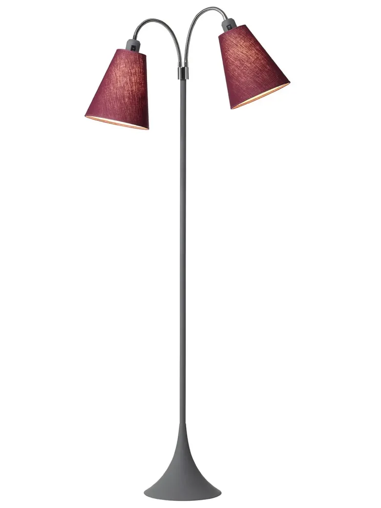 Fodgænger Gulvlampe grå m/blommefarvet skærme