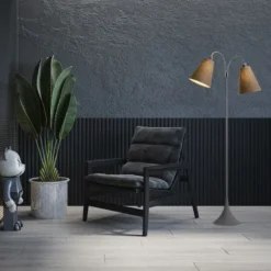 Fodgænger Gulvlampe grå m/kakaobrune skærme
