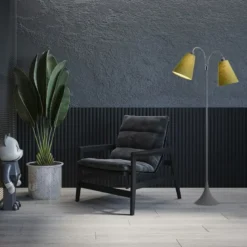 Fodgænger Gulvlampe grå m/lys armygrønne skærme