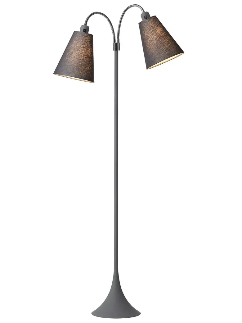 Fodgænger Gulvlampe grå m/mørkegrå skærme