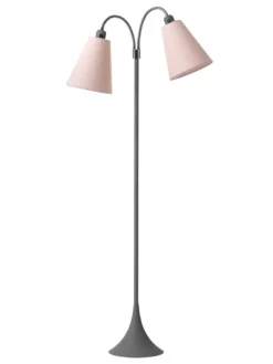 Fodgænger Gulvlampe grå m/støvet rosa skærme