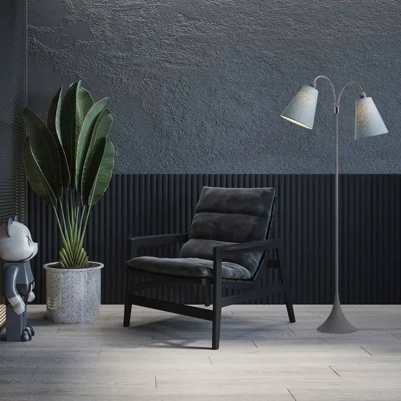 Fodgænger Gulvlampe grå m/støvet blå skærme