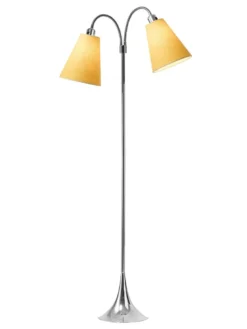 Fodgænger Gulvlampe krom m/ananasgule skærme