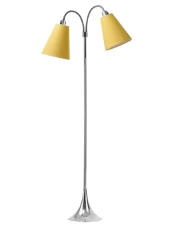 Fodgænger Gulvlampe krom m/ananasgule skærme