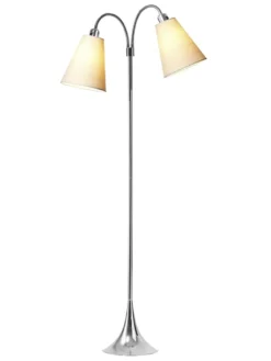 Fodgænger Gulvlampe krom m/creme skærme