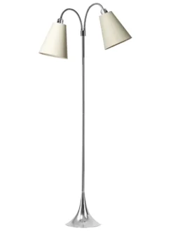Fodgænger Gulvlampe krom m/creme skærme