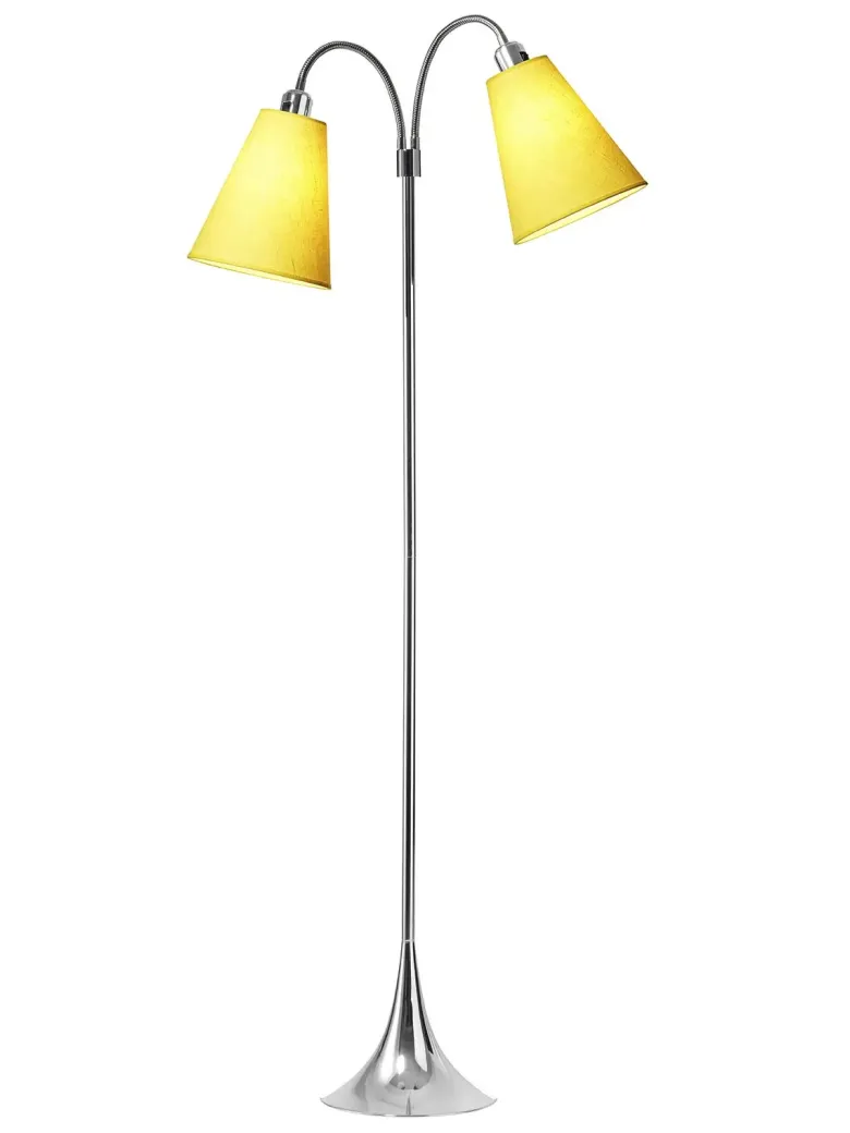 Fodgænger Gulvlampe krom m/gule skærme