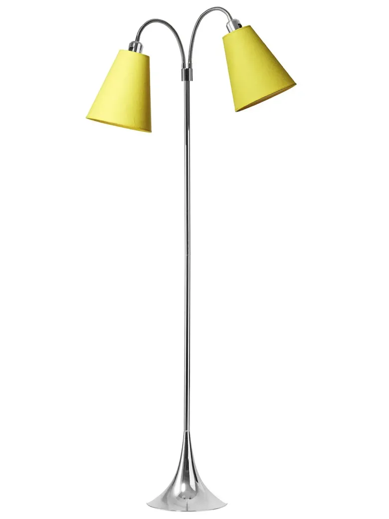 Fodgænger Gulvlampe krom m/gule skærme